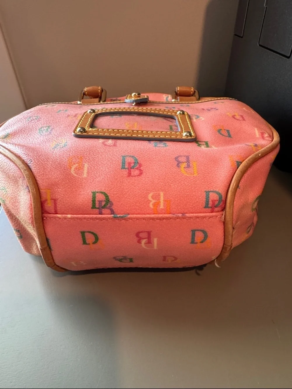 SOLD - Dooney & Bourke Pink Multicolor Logo Mini Satchel - Picture 5 of 10